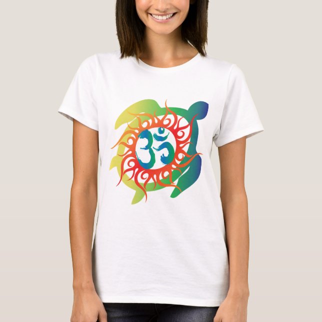 Om-Tatto-Vibrant-Turtle T-Shirt (Front)