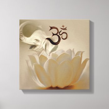 Om With Lotus And Elephant Canvas Print by Avanda at Zazzle