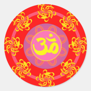 Om with Swirls and Colors! Classic Round Sticker