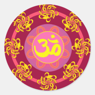 Om with Swirls and Colors! Classic Round Sticker