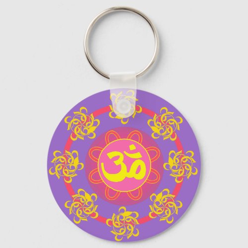 Om with Swirls and Colors Keychain