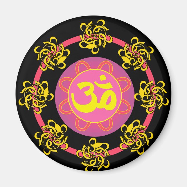 Om with Swirls and Colors! Magnet (Front)