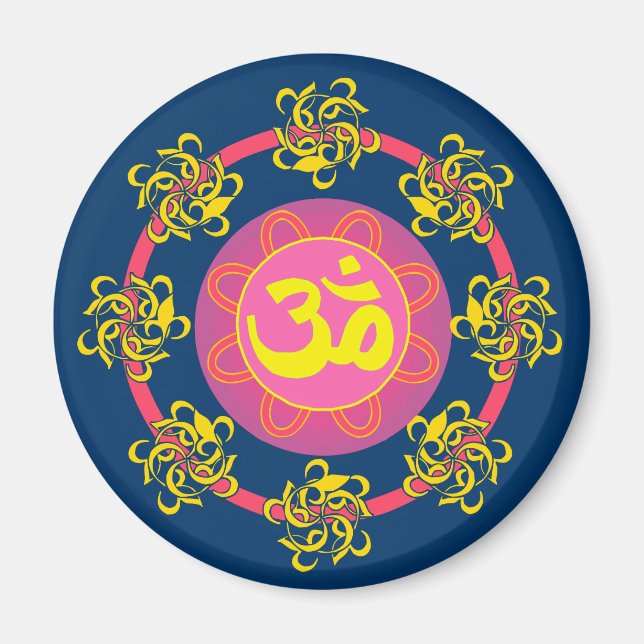 Om with Swirls and Colors! Magnet (Front)