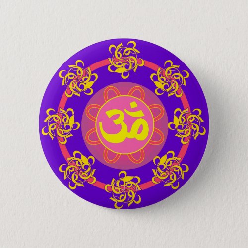 Om with Swirls and Colors Pinback Button