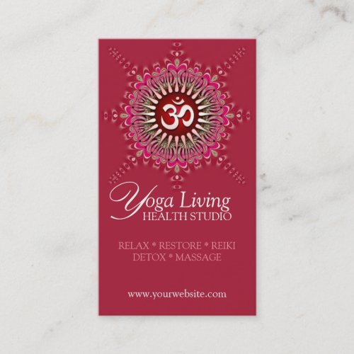 Om Yoga Pink Energy Healing New Age Business Cards