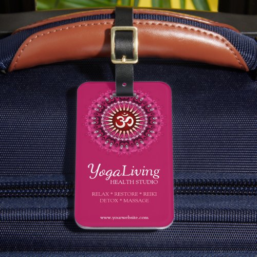 Om Yoga Pink Mandala New Age Luggage Tag