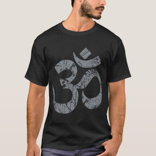 OM Yoga Spiritual Symbol in Distressed Style Essen T_Shirt