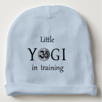 Om zen cute yogi yoga baby beanie hat blue