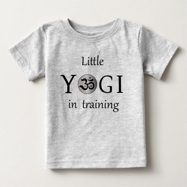 Om zen cute yogi yoga baby kids T shirt gray (Front)