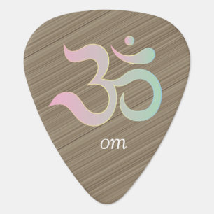 Om zen design pink green brown diagonal stripes guitar pick