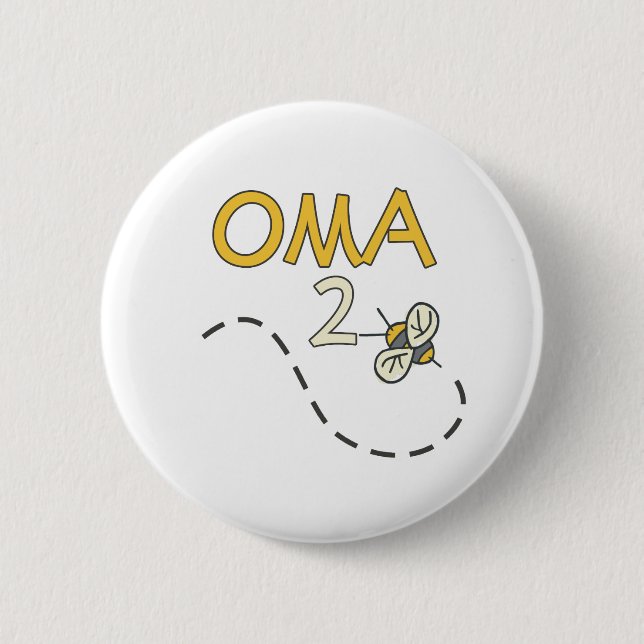 Oma 2 Bee Pinback Button (Front)