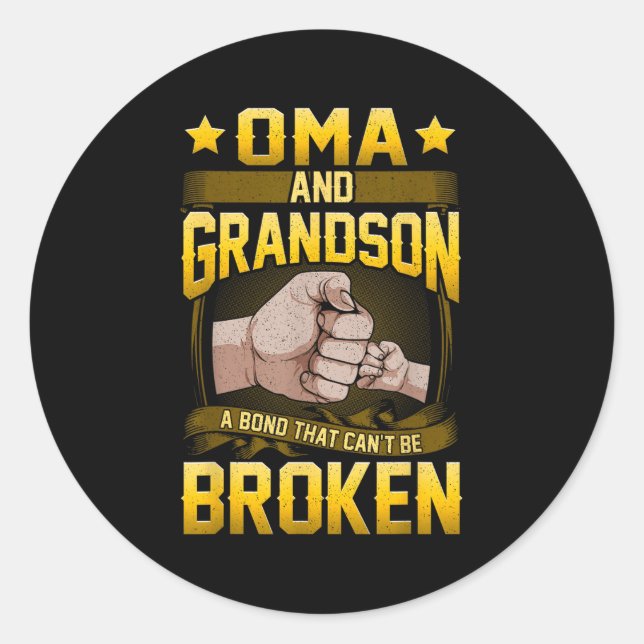 Oma And Grandson A Bond That Can't Be Broken Shirt Classic Round Sticker (Front)
