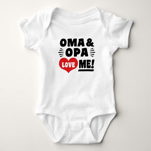 Oma And Opa Love Me Baby Bodysuit (Front)