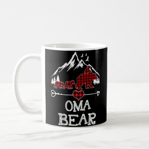Oma Bear Christmas Pajama Red Plaid Buffalo Family Coffee Mug