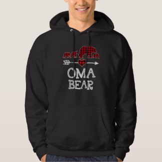 Oma Bear Christmas Pajama Red Plaid Buffalo Family Hoodie