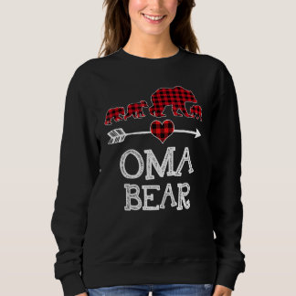 Oma Bear Christmas Pajama Red Plaid Buffalo Family Sweatshirt