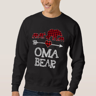 Oma Bear Christmas Pajama Red Plaid Buffalo Family Sweatshirt