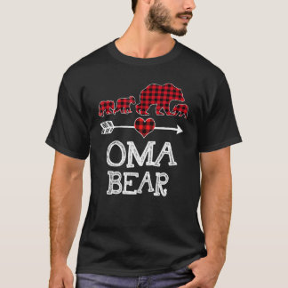 Oma Bear Christmas Pajama Red Plaid Buffalo Family T-Shirt