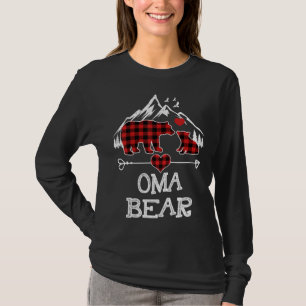 Oma Bear Christmas Pajama Red Plaid Buffalo Family T-Shirt