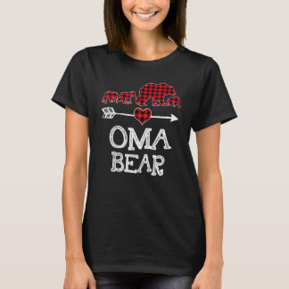 Oma Bear Christmas Pajama Red Plaid Buffalo Family T-Shirt