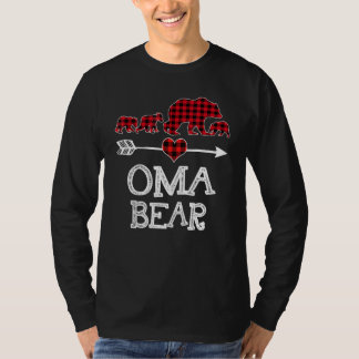 Oma Bear Christmas Pajama Red Plaid Buffalo Family T-Shirt
