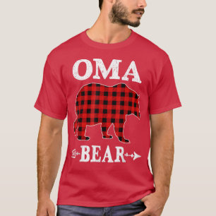 Oma Bear Christmas Pajama Red Plaid Buffalo Family T-Shirt