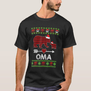 Oma Bear Santa Red Plaid Family Pajamas For Christ T-Shirt