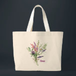 Oma Floral Bouquet Large Tote Bag<br><div class="desc">This tote bag for your Dutch or German grandmother features a delicate bouquet of flowers in pinks and purple. The word "Oma" is written beside it. Pretty gift for Mother's Day. If you'd rather have a different name, use the "Personalize This Template" guide on the right-hand side of the page....</div>