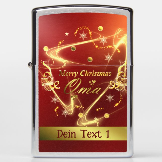oma golden christmas text zippo zippo lighter (Front)