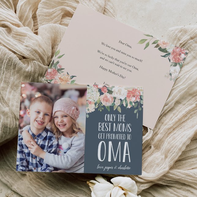Oma Grandmother Mother's Day Flat Photo Card (Creator Uploaded)