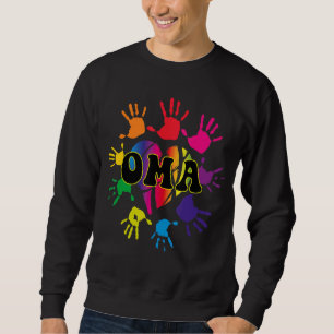 Oma Heart Hand Print Kids Handprint Grandma Mother Sweatshirt