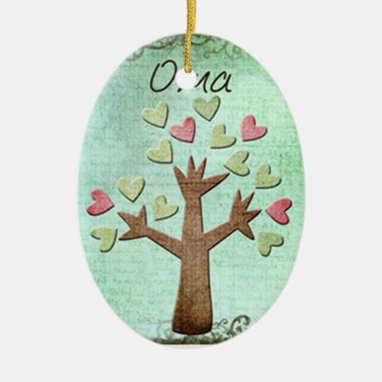 oma heart tree ceramic ornament