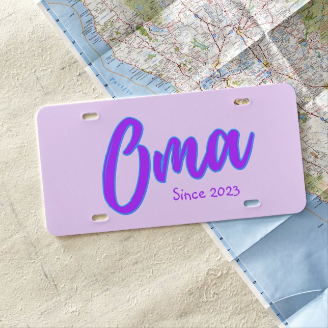 Oma in Bright Colors License Plate (In Situ)