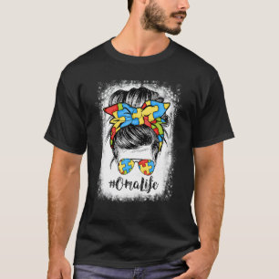 Oma Life Messy Bun Hair Bandana Glasses Autism T-Shirt