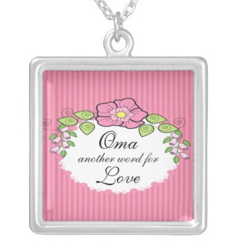 Oma Love  Grandparent Necklace Floral Frame by celebrateitgifts at Zazzle