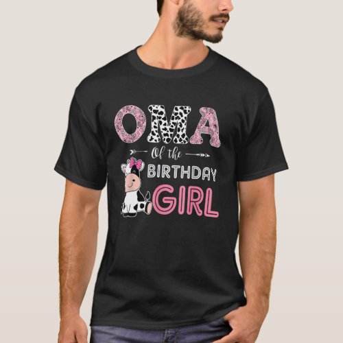 Oma of The Birthday Girl Farm Cow Grandma Matching T-Shirt