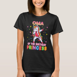 Oma Of The Birthday Princess Dabbing Unicorn Girl T-Shirt