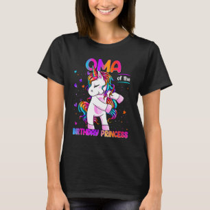 Oma of the Birthday Princess Girl Dabbing Unicorn T-Shirt