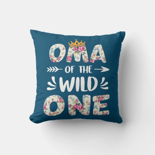 Oma of the Wild One Birthday Mothers Day Gift For Throw Pillow