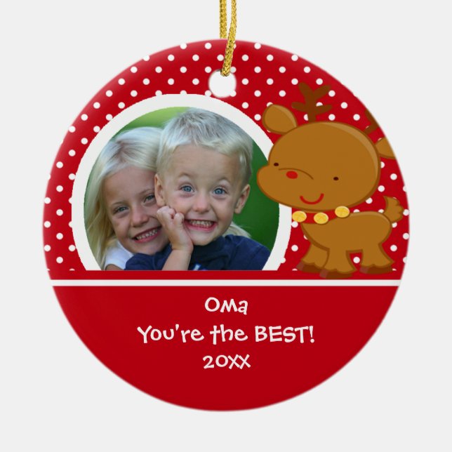 Oma Photo Reindeer Christmas Ornament (Front)