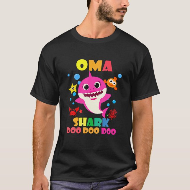Oma Shark Doo Doo Funny Baby Mommy Daddy Kids T-Shirt (Front)