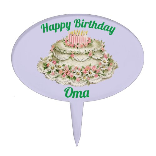 OMA  VINTAGE BIRTHDAY CAKE  CAKE TOPPER