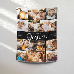 Oma We Love you Hearts Modern Photo Collage Fleece