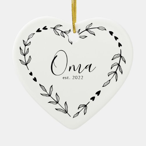 Oma Year Est Christmas Ceramic Ornament