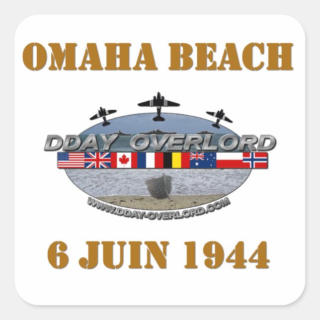 Omaha Beach 1944 Square Sticker (Front)