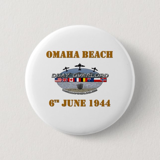 Omaha Beach 6th June 1944 Pinback Button (Front)