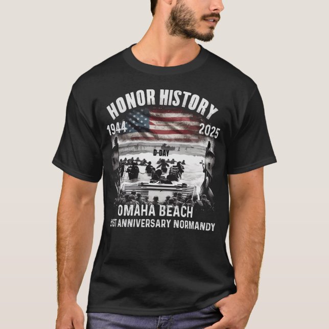 Omaha Beach D-Day 81 ST Anniversary  1944 T-Shirt (Front)