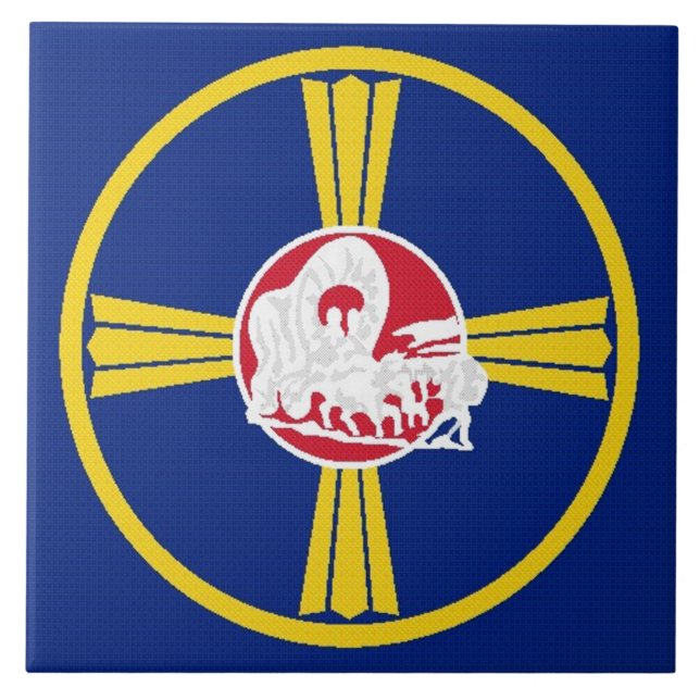 Omaha city flag ceramic tile (Front)