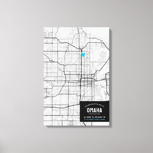 Omaha City Map  Mark Your Location Canvas Print