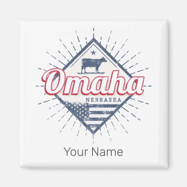 Omaha City Nebraska United States Vintage USA Magnet (Front)